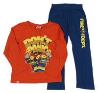 Červeno-tmavomodré pyžamo Lego