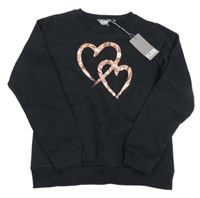 Nové - Černá mikina se srdíčky Fluid