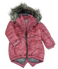 Růžová šusťáková zimní parka s kapucí Next