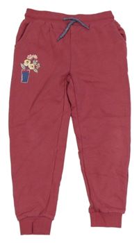 Malinové cuff tepláky s kytičkou Lupilu 