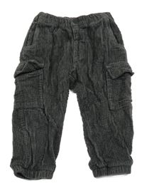 Šedé manšestrové cargo cuff kalhoty Zara