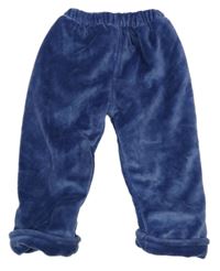 Tmavomodré sametové zateplené kalhoty 