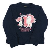 Tmavomodrá mikina s jednorožcem OVS