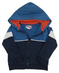 Tmavomodro-modro-bílá propínací mikina s kapucí Pocopiano