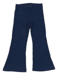 Tmavomodré žebrované úpletové flare kalhoty L&D