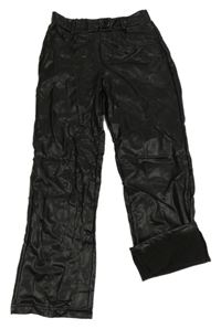 Černé koženkové zvonové kalhoty Zeeman 