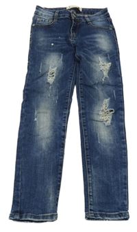 Tmavomodré rifle s prošoupáním a kamínky 