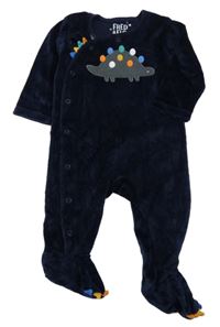 Tmavomodrý sametový overal s dinosaurem F&F
