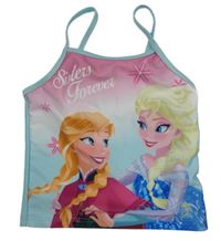 Světlemodro-růžový plavkový top s Annou a Elsou Disney 