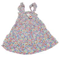 Nové - Bílé plátěné květované šaty Primark