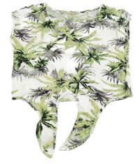 Bílá crop halenka s listy a zavazováním La Babité