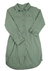 Khaki riflové košilové šaty Nutmeg