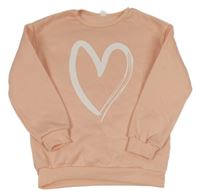 Broskvová mikina se srdíčkem Shein