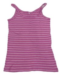 Růžovo-bílý pruhovaný žebrovaný top 