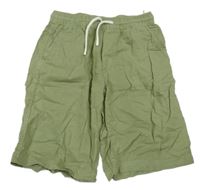 Khaki plátěné dlouhé kraťasy C&A