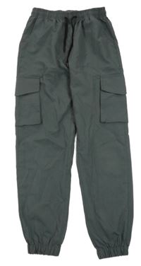Šedé cargo cuff šusťákové kalhoty 