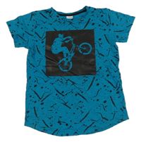 Modro-černé vzorované tričko s cyklistou Chapter young