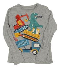 Šedé melírované triko s dinosaury C&A