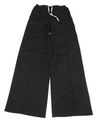 Černé wide leg kalhoty s puky H&M