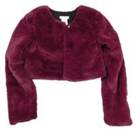 Tmavorůžová kožešinová podšitá crop bunda Rachel Zoe