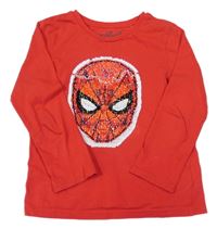 Červené triko se Spider-manem z flitrů Marvel 