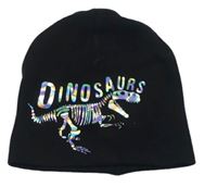 Černá čepice s metalickou kostrou dinosaura H&M