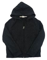 Černá puntíkatá propínací mikina s kapucí H&M