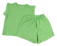 2Set - Zelené vzorované crop tričko s volánky + kraťasy PRIMARK
