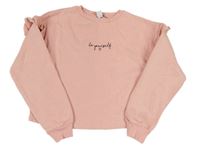 Pudrová crop mikina s nápisem a volánky PRIMARK