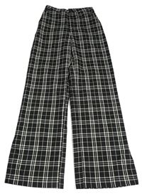 Černo-bílé kostkované chino wide leg slavnostní kalhoty H&M