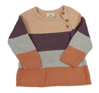 Růžovo-fialovo-šedý pruhovaný svetr Topomini