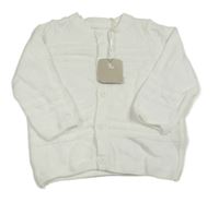 Nové - Bílý propínací svetr s pruhy Tu