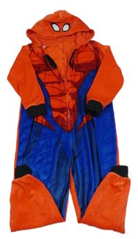 Červeno-safírovo-černá plyšová kombinéza s kapucí - Spider-man George