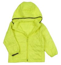 Neonově žlutá prošívaná šusťáková zateplená bunda s odepínací kapucí GAP