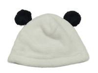 Bílo-černá plyšová čepice s oušky KIABI