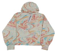 Nové - bílo-barevná batikovaná crop mikina s kapucí George