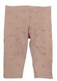 Pudrové teplákové zateplené legíny se zlatými vločkami C&A