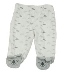 Bílo-šedé sametové polodupky s obláčky Smile