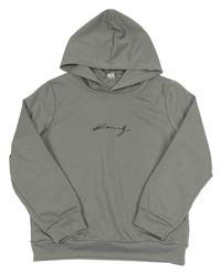 Šedá sportovní mikina s nápisem a kapucí SHEIN