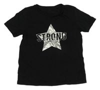 Černé tričko s hvězdou a nápisy 