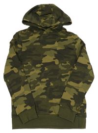 Army-khaki mikina s kapsou a kapucí M&S