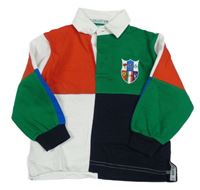 Tmavozeleno-červeno-bílo-tmavomodrá mikina s erbem a límečkem LANSDOWNE