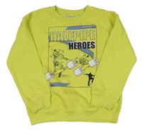 Limetková mikina se skateboardem YOUNG IDOLS