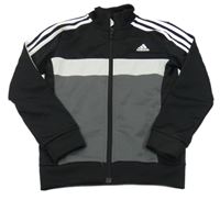 Černo-tmavošedo-bílá funkční sportovní propínací mikina Adidas
