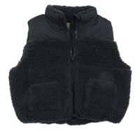 Tmavomodrá huňato/šusťáková zateplená vesta M&S