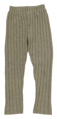 Šedo-smetanové melírované žebrované úpletové legíny SHEIN