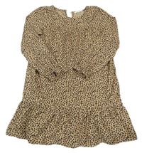 Světlehnědo-hnědo-černé vzorované manšestrové šaty H&M