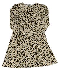 Béžové šaty s leopardím vzorem Matalan