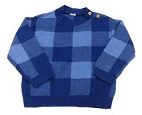 Tmavomodro-modrý kostkovaný svetr H&M