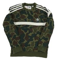 KHaki-zeleno-hnědá vzorovaná mikina s logem Adidas